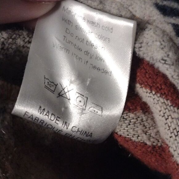 Western Shaket Sweater Jacket Tribal Aztec Print brown black buttondown L - Picture 5 of 13